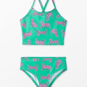 Hanna Andersson  Two-Piece Swim Set with Pink Leopard Print size 10